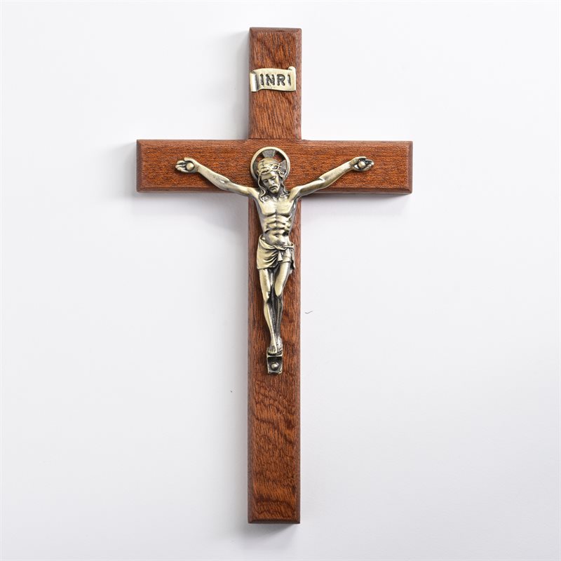 Pewter plated Bronze Corpus Wall Crucifix, 8"