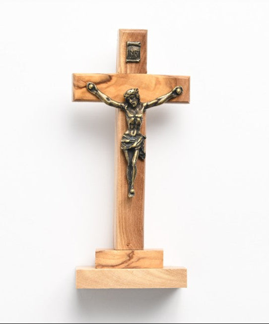 Olivewood Standing Crucifix, 5.5"