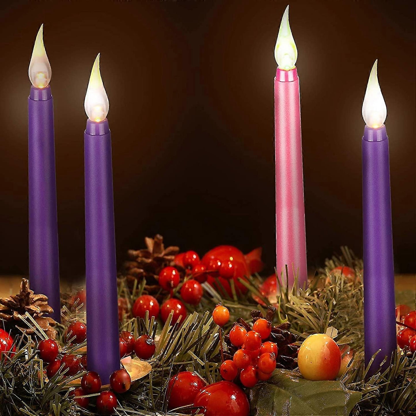 Frameless LED Taper Advent Candle Set (Wreath not included)