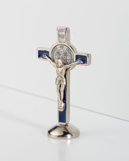 St. Benedict Standing Crucifix (Blue) 3"