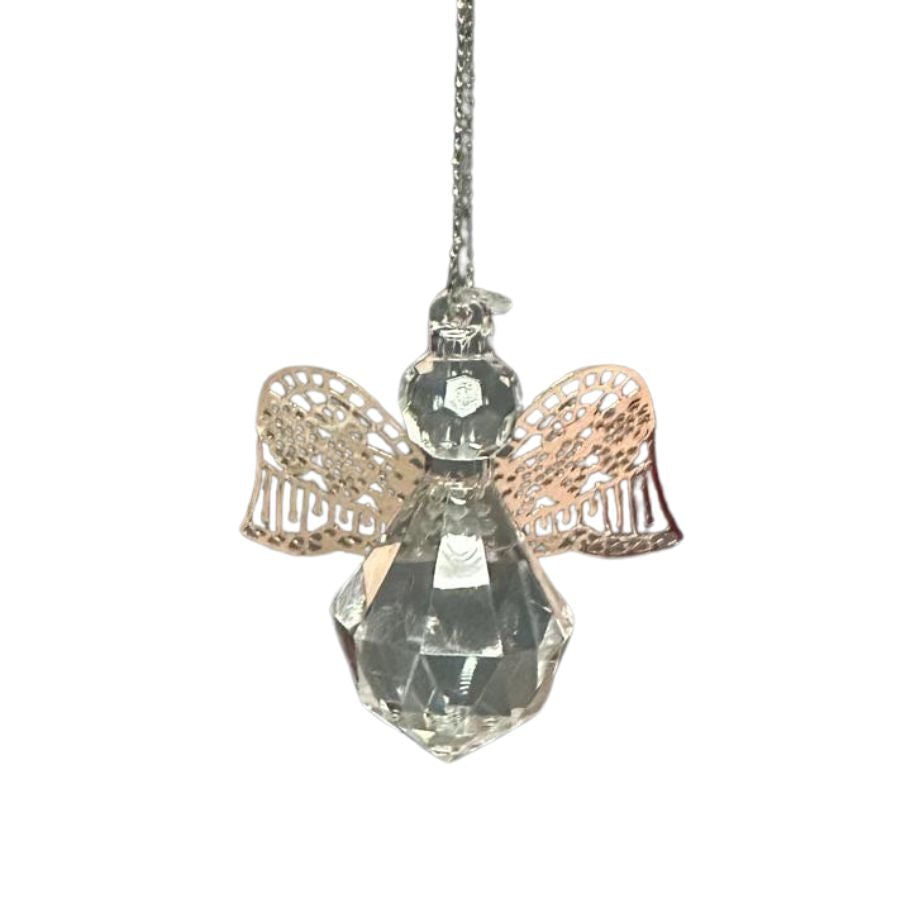 Guardian Angel Ornament with Metal Wings, 2"