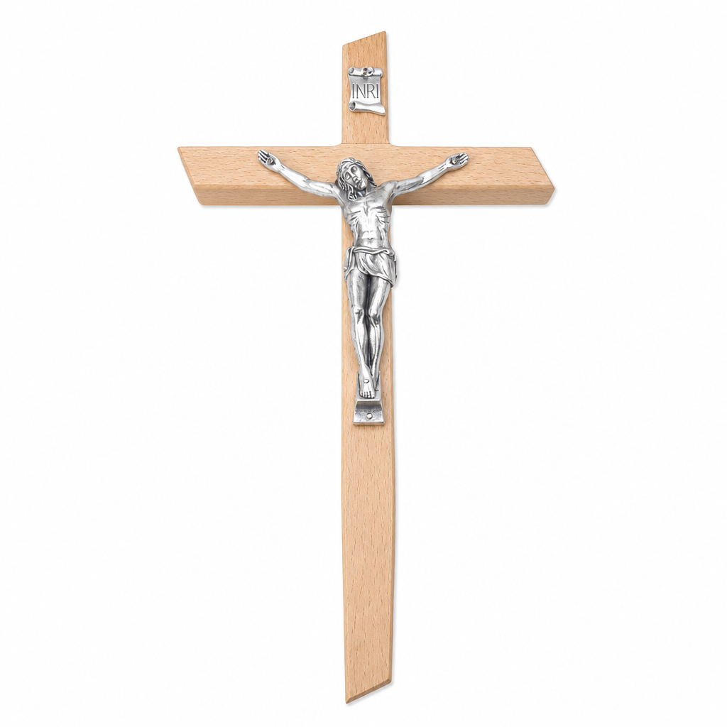 Natural Wood Wall Crucifix, 13"