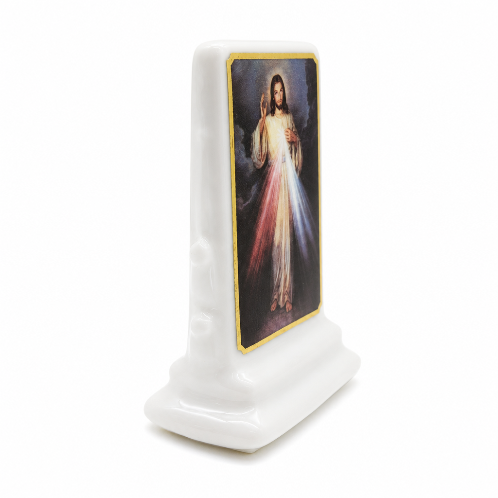 Ceramic Divine Mercy Jesus Stand (White), 2.5"