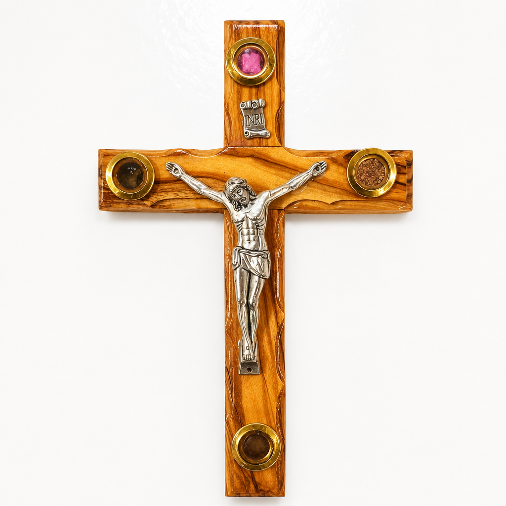 Holy Land Olivewood Crucifix, 6" (Made in Jerusalem)