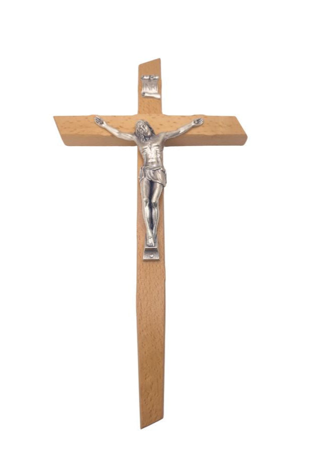 Natural Wood Wall Crucifix, 13"