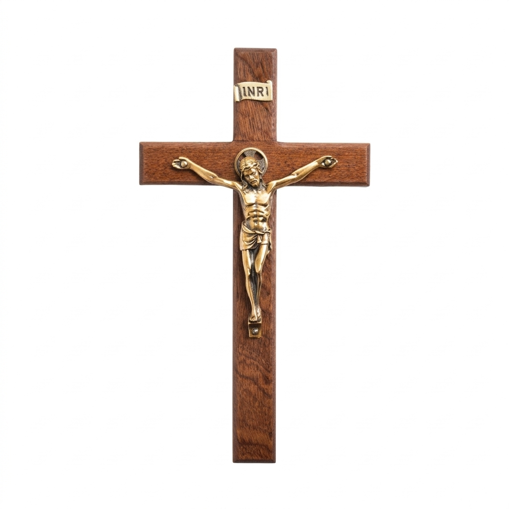 Mahogany Wood Crucifix 8"