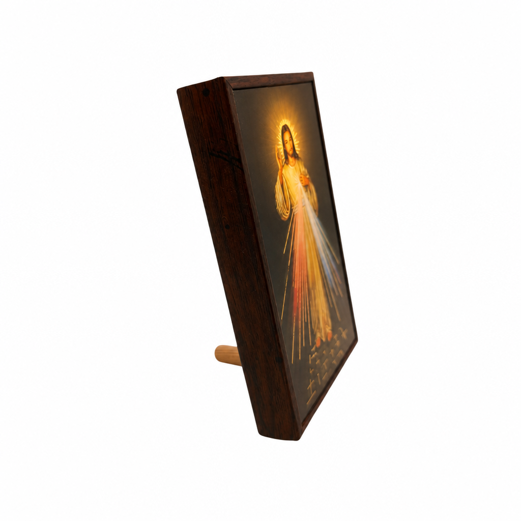 Divine Mercy Jesus Wood Plaque, 5" (with stand)