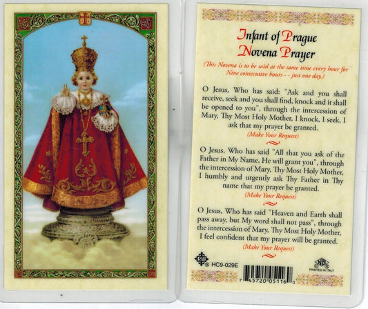 Divine Infant of Prague Laminated Holy Card