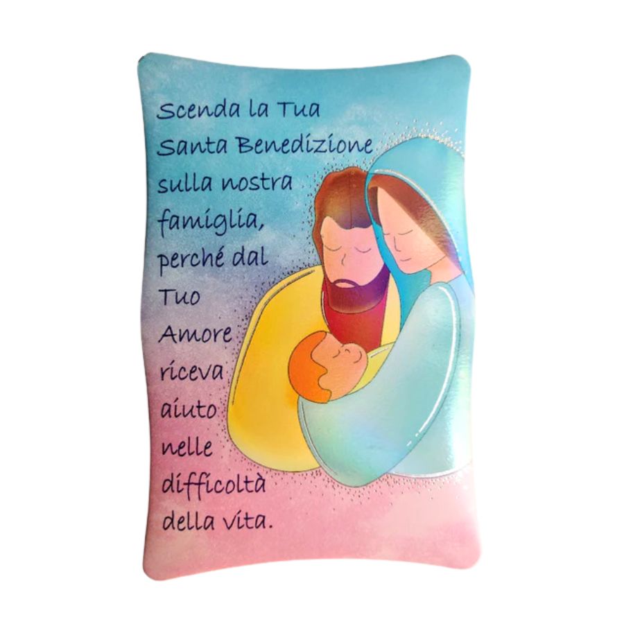 Holy Family Desktop Plaque with Prayer, 4"