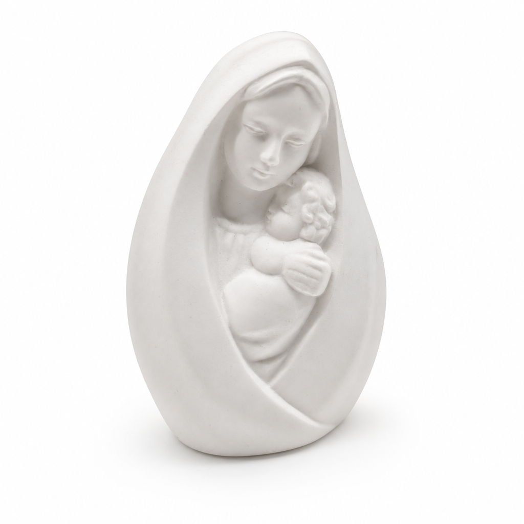 Mother Mary with Baby Jesus Mini Stand – 2.5" (White)