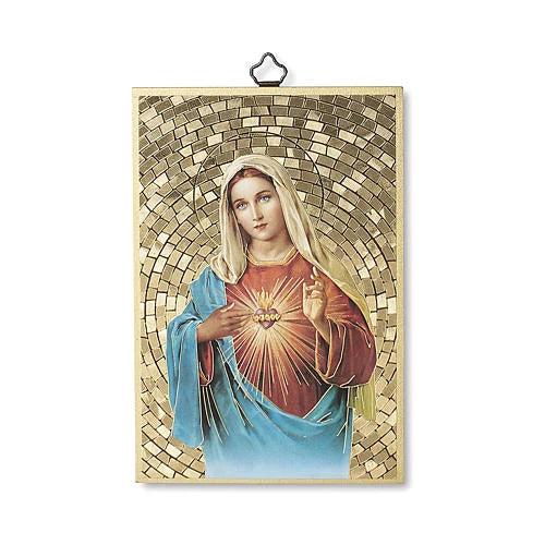 Immaculate Heart of Mary Woodcut Plaque – 6" (Made in Italy)