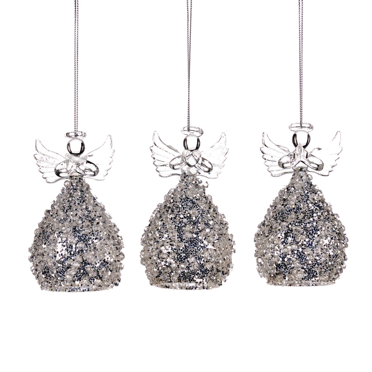 Glass Angel Light White & Gold, LED with timer, 4.75"