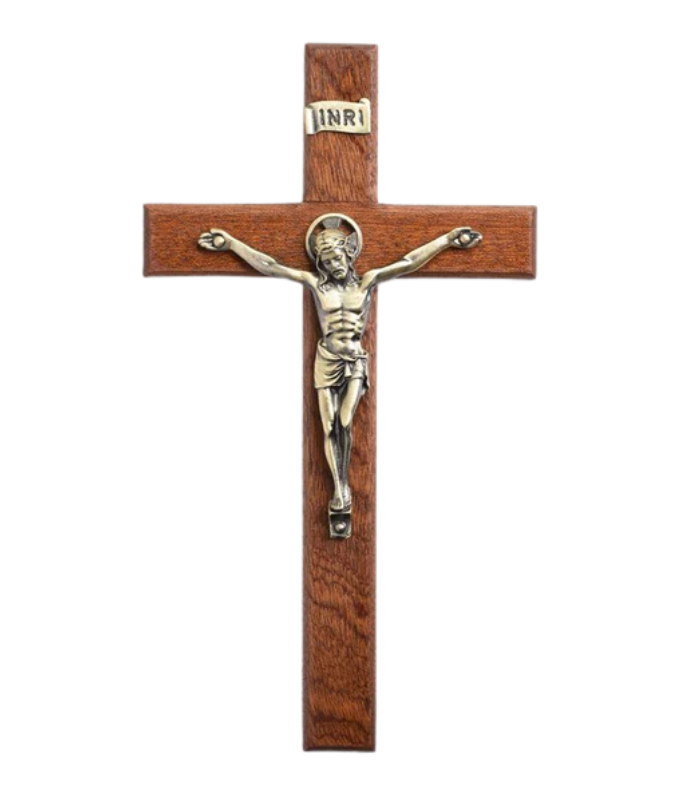 Pewter plated Bronze Corpus Wall Crucifix, 8"
