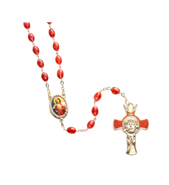 Sacred Heart of Jesus Rosary – Red Beads (Made in Czech)