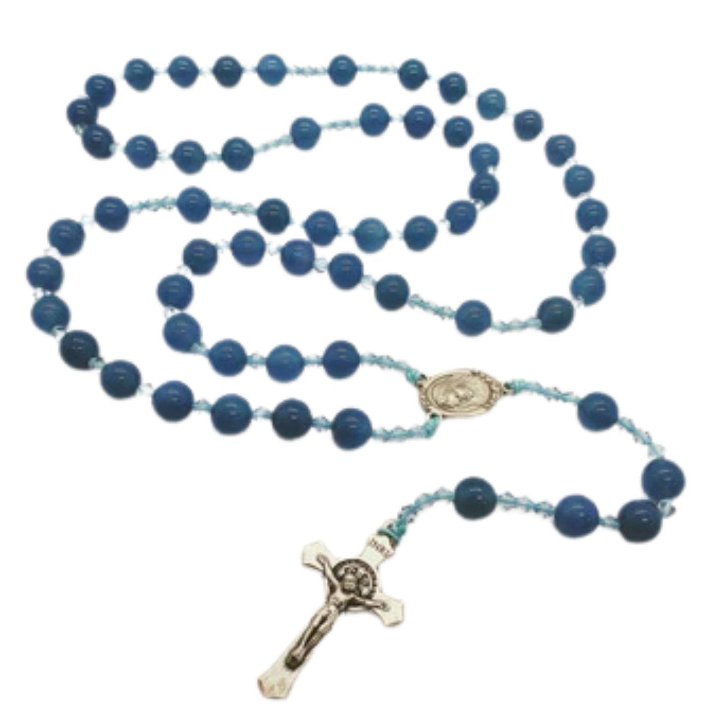 Agate Rosary (Blue) with St. Benedict Crucifix