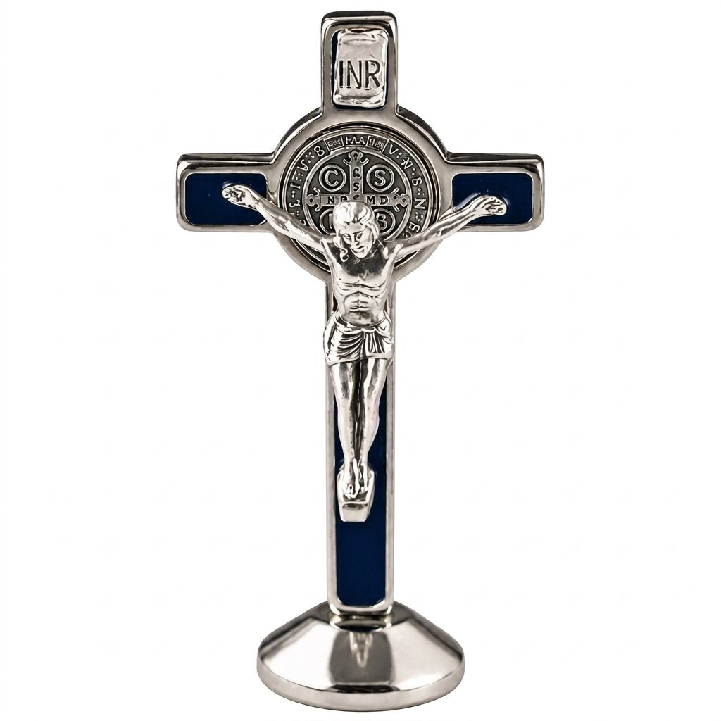 St. Benedict Standing Crucifix (Blue) 3"