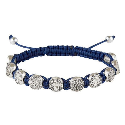 St. Benedict Macrame Bracelet (Navy Blue)