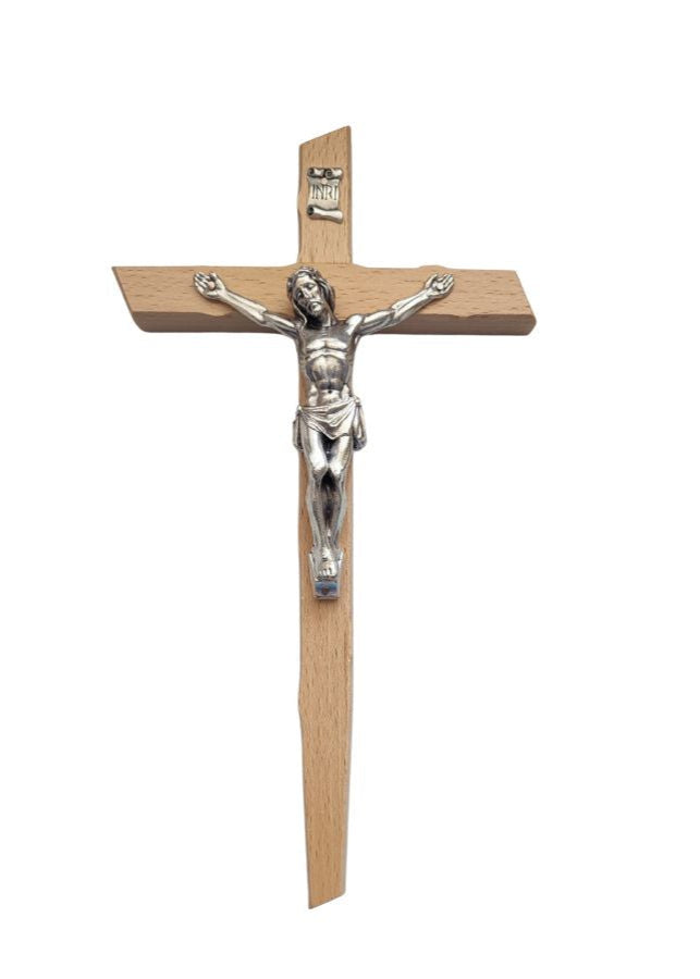 Natural Wood Wall Crucifix, 11"
