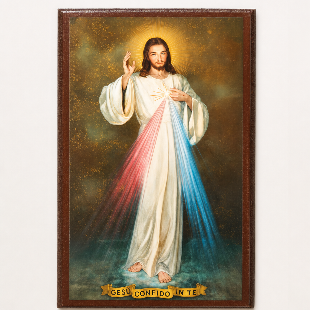 Divine Mercy Jesus Plaque – 5″ × 3″ (Wood)