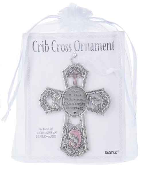 Crib Cross Ornament - Pink