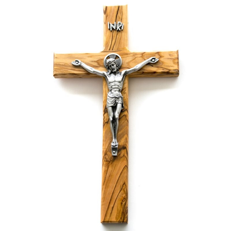 Olive Wood Crucifix, 10"
