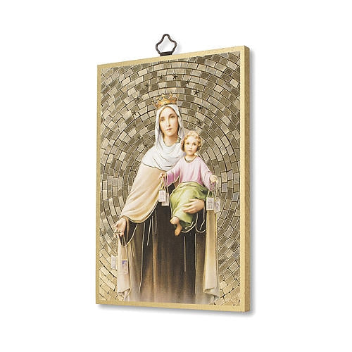 Woodcut Plaque - Our Lady of Mount Carmel, 6" (Made in Italy)