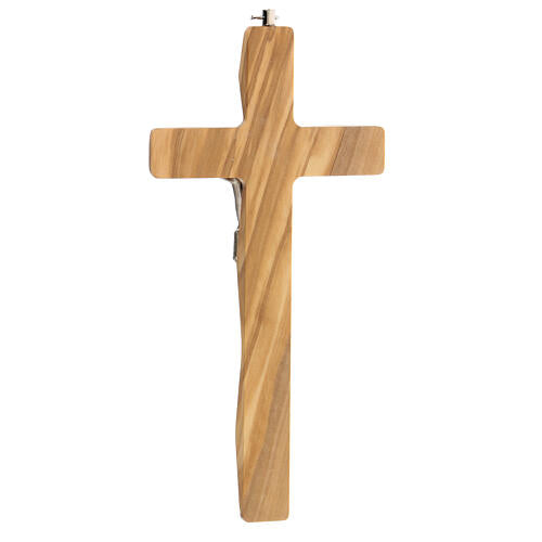 Olive Wood Crucifix with Silver Corpus, 8" (Made in Italy)