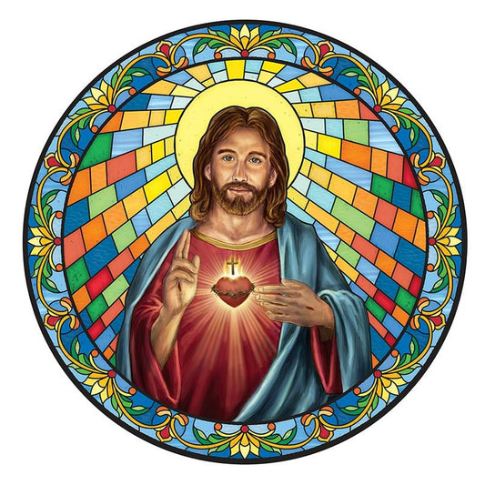Sacred Heart of Jesus Stained Glass Static Decal