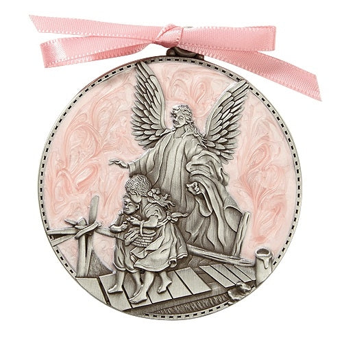 Guardian Angel Crib Medal (Pink)