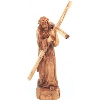 Olivewood Jesus Carrying Cross 12"