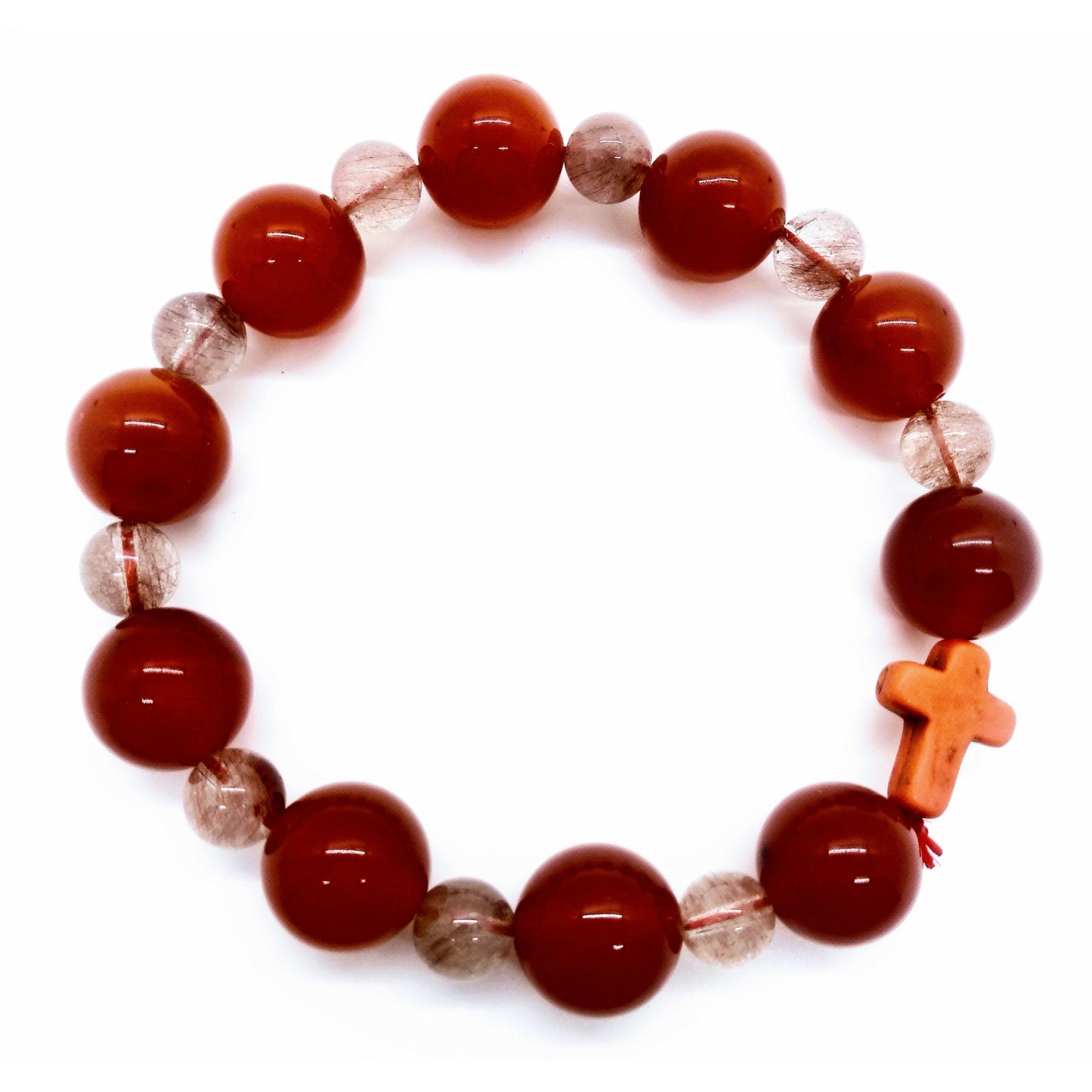 Rosary Bracelet: Red Agate Stones - 12mm