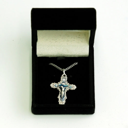 Crucifix (Blue) Pendant with Chain