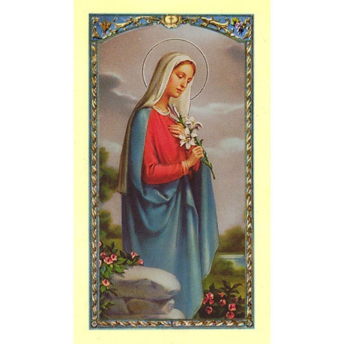 Madonna with Lillies Holy Laminated Card