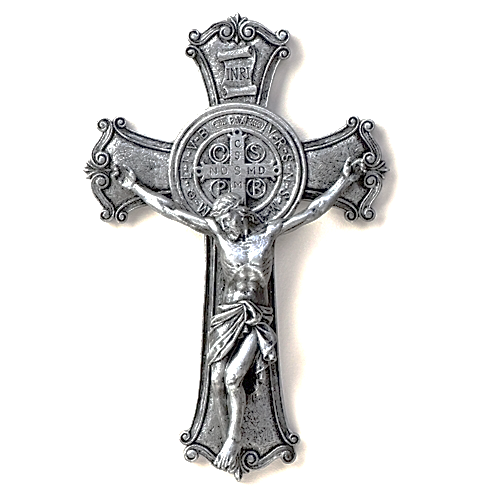 St Benedict Crucifix Pewter Finish, 10.25"