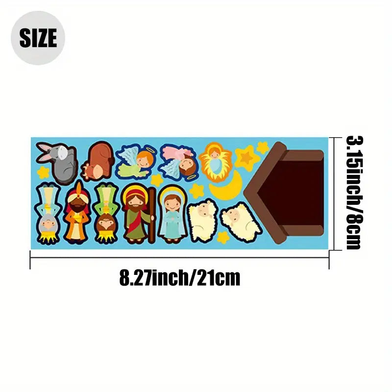 Nativity Doorknob Hanger Stickers Scene