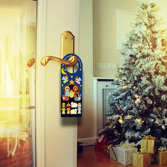 Nativity Doorknob Hanger Stickers Scene