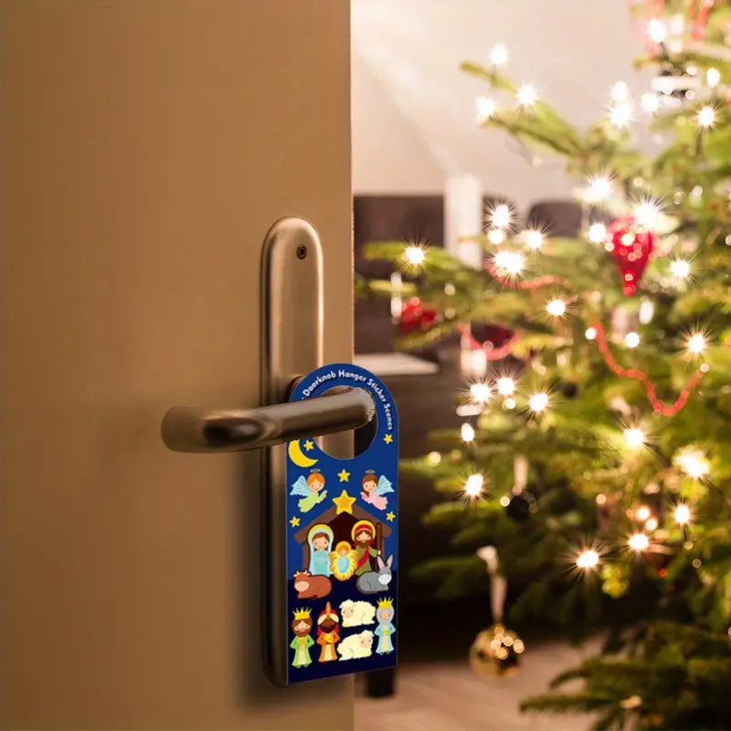 Nativity Doorknob Hanger Stickers Scene