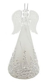 Glass Angel Light White & Silver, LED with timer, 6"