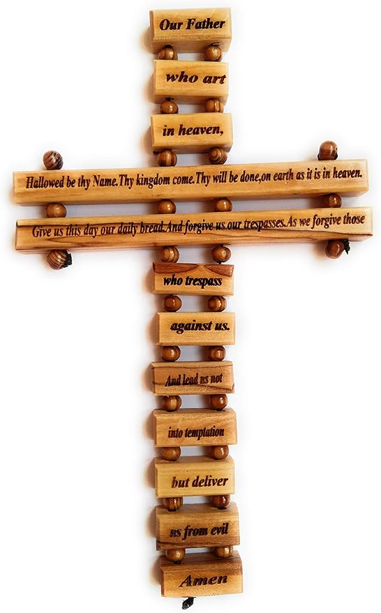 Lord's Prayer Olivewood Cross