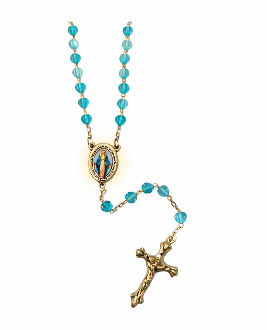 Our Lady of Grace Rosary – Aqua (Made in Czech)