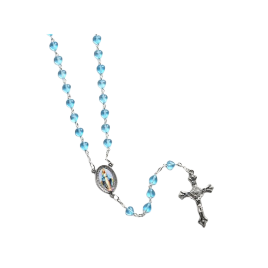 Our Lady of Grace Rosary – Aqua (Made in Czech)