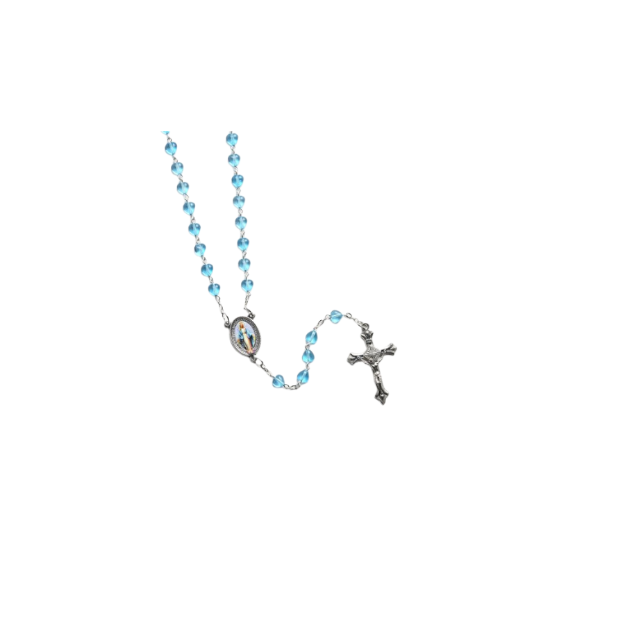 Our Lady of Grace Rosary – Aqua (Made in Czech)