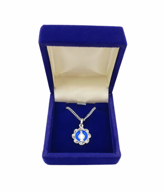 Blue Miraculous Medal with Chain