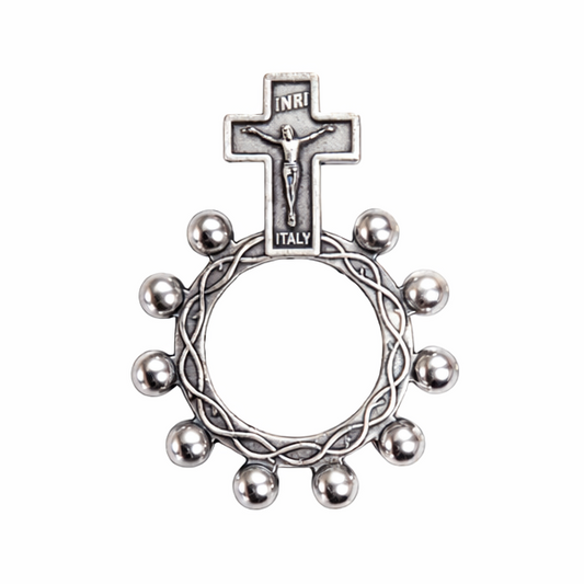 Pocket Decade Rosary Ring, 1.75" - Made in Italy