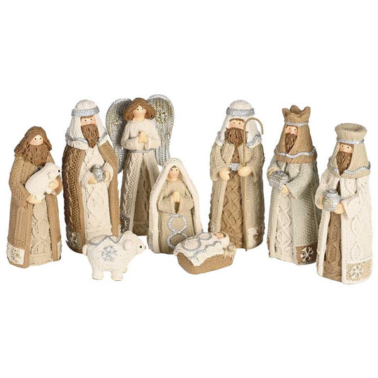 Nativity White Knitted Look 9-piece