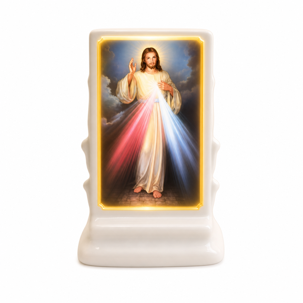 Ceramic Divine Mercy Jesus Stand (White), 2.5"