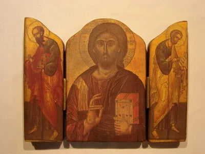 Triptych Icon: Christ Patocrator with Apostles Peter and Paul