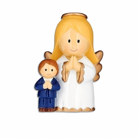 Little Patrons Angel with Communion Boy, 2.75"