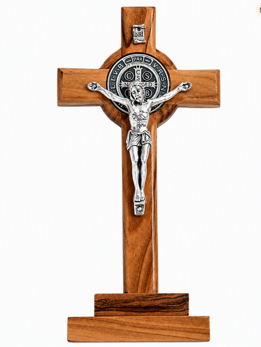 St. Benedict Oivewood Crucifix with Magnetic Base, 5.5" (Bethlehem)