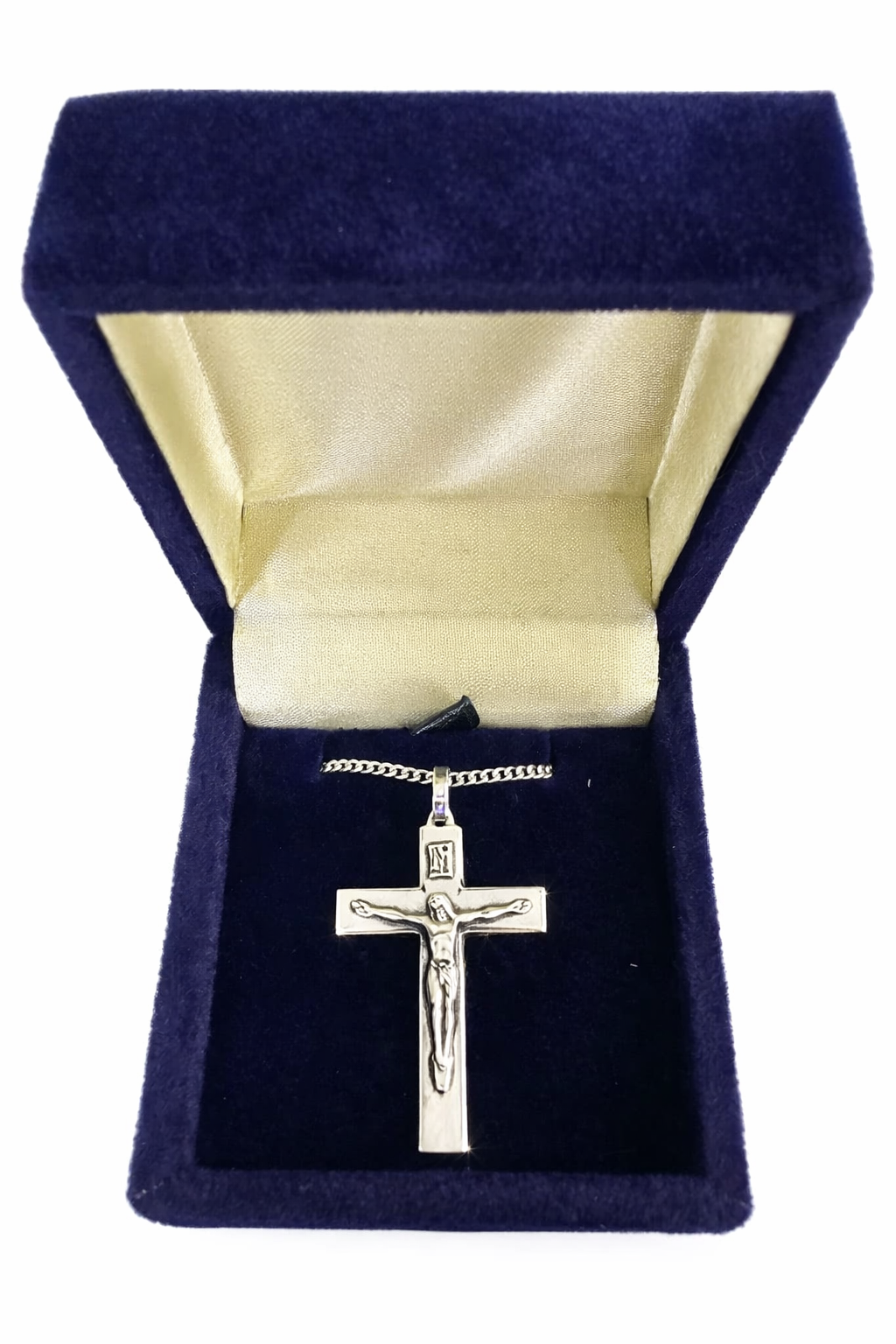 Silver Crucifix Pendant, Chain 20"